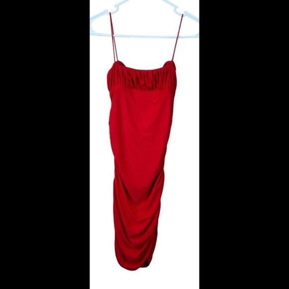 Princess Polly Penney Tight Rouched Red Spaghetti Strap Dress US 4 AU 8 Red Mini - Picture 2 of 5